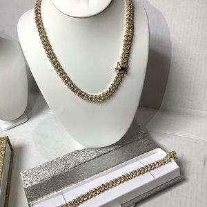 Stainless steel yg finish chain and bracelet set